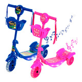 Just Fun Patinete Infantil Luz De Led 3 Rodas Com Cesta Azul