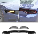JWWY Lanterna Traseira Lanterna Traseira Farol Farol Dianteiro Condução Traseira Lâmpada Capa De Lente Kit De Acabamento Adequado Para Dodge Charger 2015 2024 Acessórios Externos ABS 4 Peças Preto