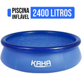 Kaha Piscina Inflável 2400 Litros Redonda Kit Reparo Grande Família Pvc Resistente Cor Azul