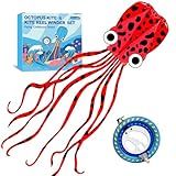 Kaiciuss Conjunto De Pipa E Carretilha Octopus- Fácil Pilotar Para Viagens À Praia- Nice Winder Crianças Adultos- Estilo Sem Moldura Linha Única Com Kit Rodas 7-2- -Vermelho Bolinhas-