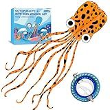 Kaiciuss Kit De Pipa E Carretilha Octopus- Fácil Empinar Para Viagens À Praia- Ótimo Enrolador Crianças Adultos- Estilo Sem Moldura Linha Única Com Rodas 7-2 Polegadas -Manchas Laranja-