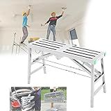 KANBUN Equipamento KANBUN Escada De Engenharia Dobrável Com 5 Marchas De Altura Ajustável Plataforma De Trabalho Multiuso Portátil Em Aço Andaime Torre Escada Banquinho 160x30cm 