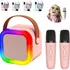 Karaokê Infantil Caixinha De Som Bluetooth 2 Microfones Led Cor Rosa-claro 110v/220v