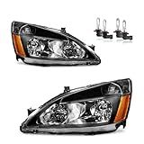 KarSpareHub Conjunto De Faróis Para Honda Accord 2003 2007 Substituição De Farol Original Para Honda Accord 03 04 05 06 07 Honda Accord Coupe Sedan Conjunto De Faróis Preto Refletor âmbar Esquerdo 