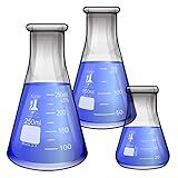 Karter Scientific Conjunto De Frascos Erlenmeyer De Vidro - 3 Tamanhos - 50- 150 E 250Ml-