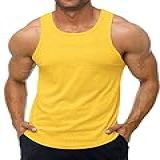 KAWATA Camiseta Regata Masculina De Secagem Rápida Para Academia Musculação Fitness Musculação Camisetas Sem Mangas Amarelo P