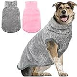 KAYCOWZA Jaqueta De Cachorro Para Clima Frio  2 Pacotes De Roupas Aconchegantes De Inverno Com Gola Alta Para Cães Grandes E Pequenos  Pulôver Ajustável De Lã  Suéter De Colete Para Cachorro