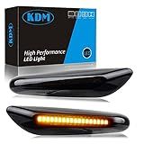 KDM Luzes De LED Para Marcador Lateral Do Para-choque Aptas Para BMW E90 E91 E92 E93 E46 E60 E61 E81 E82 E87 E88 E83 X3 E84 X1 325i 328i 335i 330i- Lente Esfumaçada De Seta Frontal- 2 Pacote