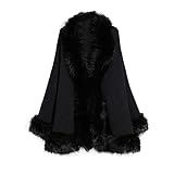 Kelaixiang Jaqueta De Pele De Raposa Sintética Xales Plus Size Casacos Envolvem Cachecóis De Inverno Preto One Size
