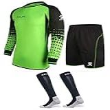 KELME Kit De Uniforme Acolchoado De Jérsei De Goleiro De Futebol Camiseta De Goleiro Shorts Meias Camisa Acolchoada De Futebol Masculino Tamanho Infantil Adulto Verde 8