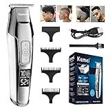 KEMEI Aparador De Cabelo Masculino LCD Com Visor De Cabeça Careca  Ferramentas Profissionais Para Aparador De Pelos De Barba  Cortador Elétrico De Corte De Cabelo  Aparador Recarregável 