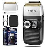 KEMEI Foil Shaver Barber For Men Electric Razor Rechargeable With Beard Trimmer Cordless Lithium Titanium Foil Shavers With Travel Case