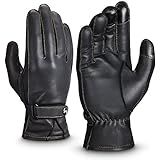 KEMIMOTO Luvas De Couro De Carneiro Para Dirigir Motocicletas Para Homens E Mulheres Todos Os Dedos Tela Sensível Ao Toque Para Equitação Vestido De Inverno Luvas Pretas Forradas De Caxemira 