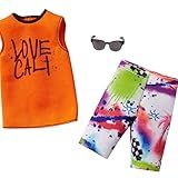 Ken Barbie Roupas E Acessórios Com Camiseta Regata Love Cali Shorts Colorido E Óculos Solar Mattel GRC77