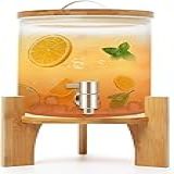 Kerdele 5L Dosador De Bebidas- Suqueira De Vidro Com Torneira- Dosador Drink Transparente- Suqueira Com Torneira