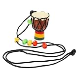 KESYOO Tambor De Mão Africano Instrumentos Musicais Para Crianças De Madeira Colares Colar Tambor Africano Mini Presente De Mesa Costume Popular Djembê Instrumento Musical Pandeiro Bambu