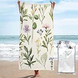 KHiry Toalha De Microfibra Toalhas De Praia Temporada Aquarelas De Ervas Flores Toalha De Secagem Rápida Toalhas De Viagem Macias E Leves Absorventes Grande Pacote Fácil Coisas Viagem Cobertor De