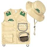 Kidz Xplore Kit De Aventura Ao Ar Livre Para Crianças Pequenas Conjunto De Colete E Chapéu De Explorador De Quintal Fantasia De Safári E Fantasia Para Park Ranger Paleontólogo Guardião De