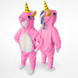 Kigurumi Unicórnio Rosa Pijama Macacão Festa Infantil Adulto