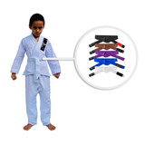 Kimono Branco Infantil Trançado Leve Jiu Jitsu, Judo + Faixa