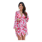 Kimono Cardiga Vestido Floral