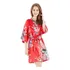 Kimono Curto De Cetim Fino Vermelho Estampa De Pavão