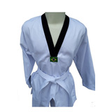 Kimono Dobok Adulto Gola Preta Taekwondo Com Faixa