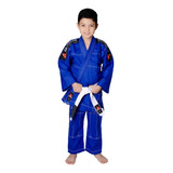 Kimono Infantil Azul Jiu Jitsu Judo Reforçado faixa Gratis 