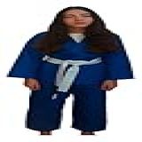 Kimono Infantil Jiu Jitsu Trançado Faixa Com Ponta Preta Azul 12 Anos