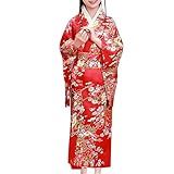 Kimono Japonês De Manga Comprida Para Meninas Anime Dança Robe Seda Chique Vestido Clássico Tradicional Japonês Quimono Yukata Vermelho 5 6 Years