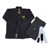 Kimono Jiu Jitsu Judo Adulto First Pretorian Preto Com Faixa