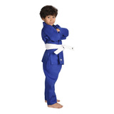 Kimono Judo Jui jitsu Infantil Mks Seitô Azul Faixa Branca
