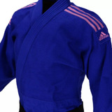 Kimono Judô Quest J690 Azul Com Faixas Bordadas Rosa