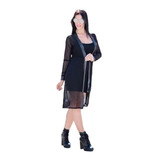 Kimono Longo Cardigan Tule Manga Longa Feminino Blogueiras