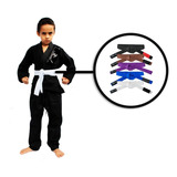 Kimono Preto Infantil Trançado Leve Jiu Jitsu Judo Faixa