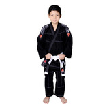 Kimono Preto Jiu Jitsu Infantil Com