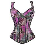 Kimring Espartilho Feminino Gótico Jacquard Com Alças De Ombro Overbust Aço Espiral Roxo 5G