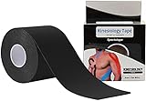 Kinesio Tape Fita Bandagem Preta Elástica Adesiva Rolo 5cm X 5m Funcional Fisioterapia Muscular Esporte Musculação Evita Lesões Resistente A Umidade