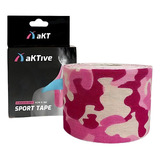 Kinesio Taping Aktive Bandagem Elástica 5 X 5m Cor Rosa Camuflado