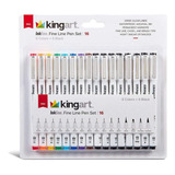 Kingart Pro Inkline Color Black Micro Line E Canetas Gráfi