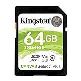 Kingston Cartão De Memória 64gb Sdxc Canvas Select Plus 100mb/s Classe De Leitura 10 Uhs-i U1 V10 (sds2/64gb)