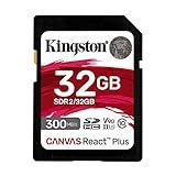 Kingston Cartão Sd Canvas React Plus De 32 Gb | Sdhc Uhs-ii | 300r/260w U3 V90 | Full Hd/4k/8k | Sdr2/32 Gb