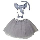 Kirei Sui Fantasia De Animal Infantil Tutu E Faixa De Cabeça Cinza