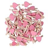 Kisangel 50 Peças De Mini Alfinetes De Roupas De Madeira De Coração Para álbuns Artes E Artesanato Fotos Penduradas Rosa 