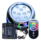 Kit 01 Led Piscina 9w 80mm Rgb Comando Fonte Rosca 1 2