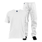 Kit 01 Uniforme Umbanda Calça Brim Camiseta Malha Fria
