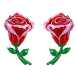 Kit 02 Balão Formato Flor Rosa Decoração Festa Jardim 90cm Cor Vermelho