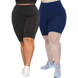 Kit 02 Bermudas Legging Plus Size Academia Costura Reforçada