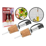 Kit 02 Bico Dosador Tampa Rolha Inox P Azeite Vinagre Óleo