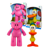 Kit 02 Boneco Pato E Elly Vinil Grande 28cm Original Pocoyo